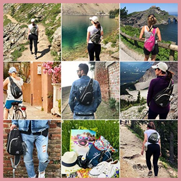 Water Resistant Nylon Sling Bag Lightweight Daypack for Hiking Travel
